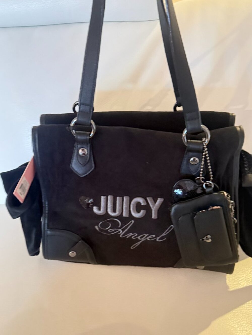 NWT Juicy Couture Juicy Angel Black Tote Shoulder Handbag Y2K Bows Cute black
